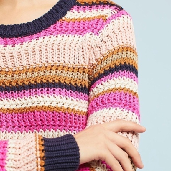 Anthro Moth ‘Cate’ Striped Chunky Knit Sweater - Picture 1 of 6